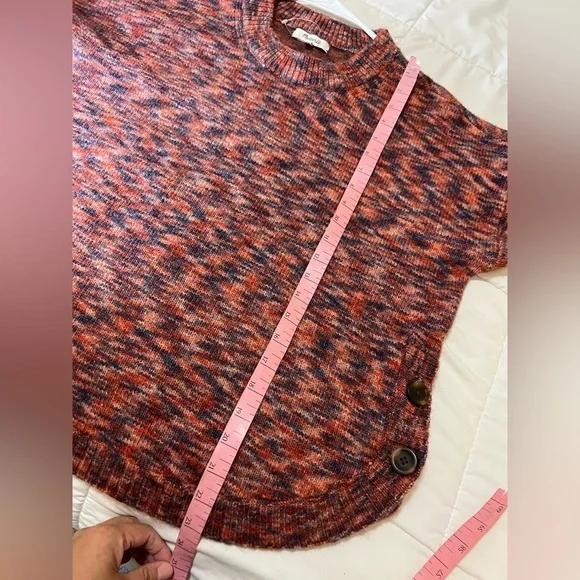 Madewell Birchmont Side-Button Pullover Sweater In Spacedye Sangria size L - Picture 5 of 11